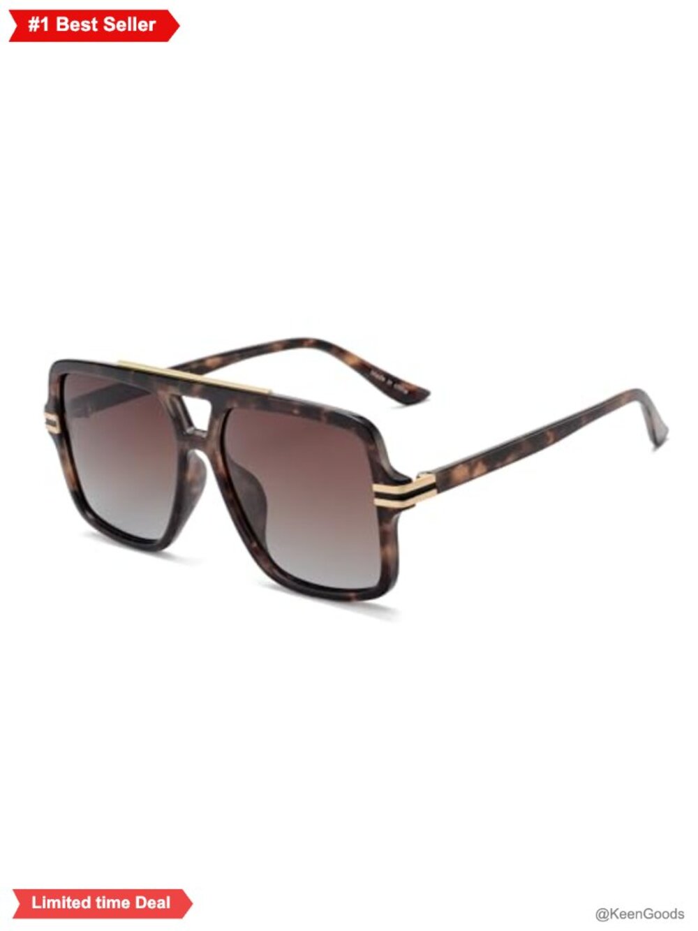 Retro Oversized Square Polarized Sunglasses UV Protection